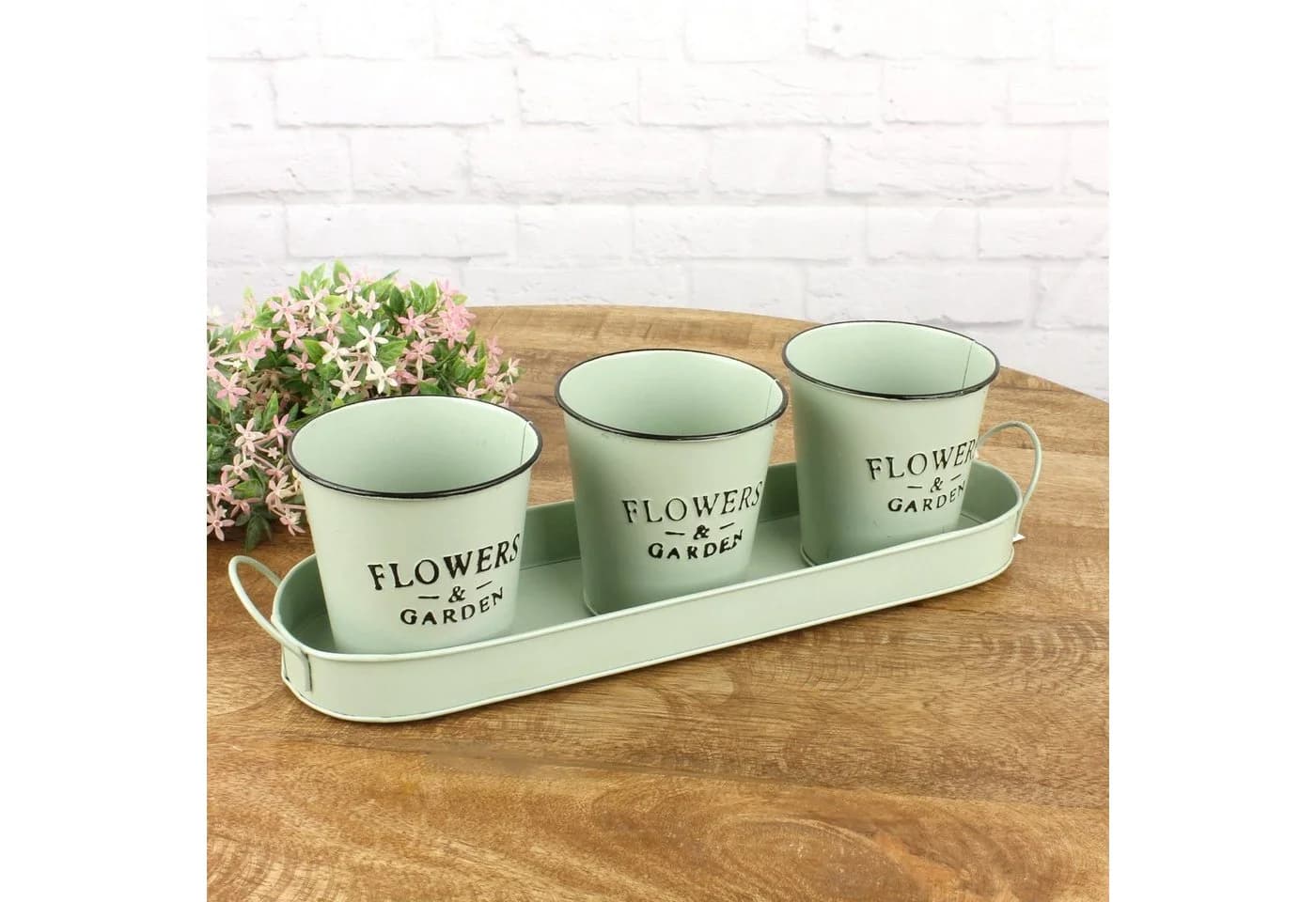 Macosa Home Kräutertopf Set 4tlg. Zink Grün Vintage