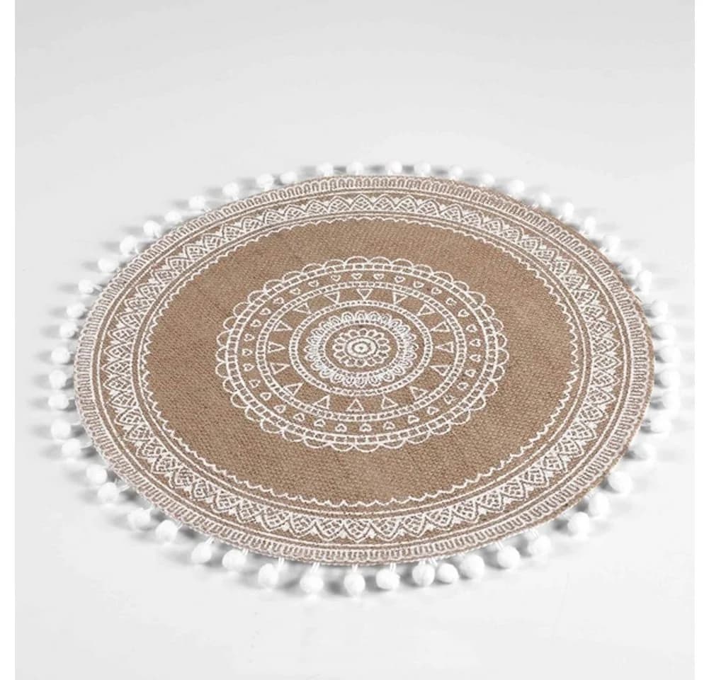 Macosa Home Platzset Boho rund beige braun 4er Set Tischmatte