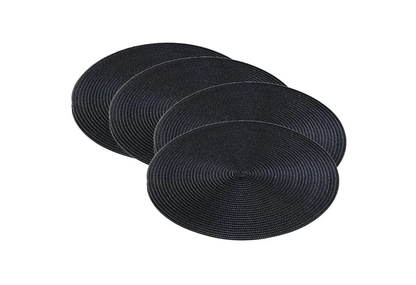 Macosa Home Platzset 4er Set Schwarz Kunststoff Rund