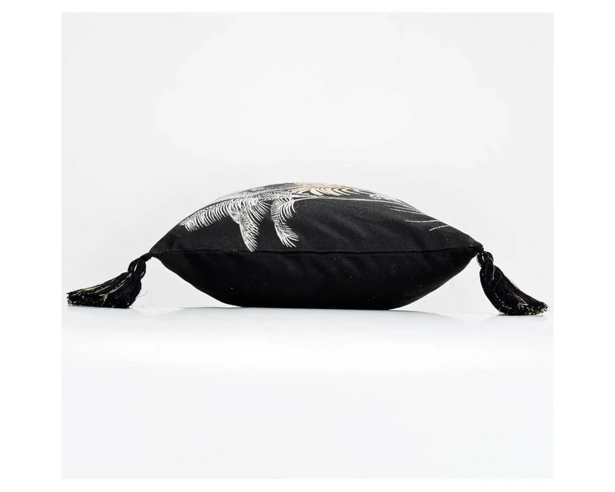 Macosa Home Dekokissen Blumenmotiv Schwarz Gold 50x30 cm