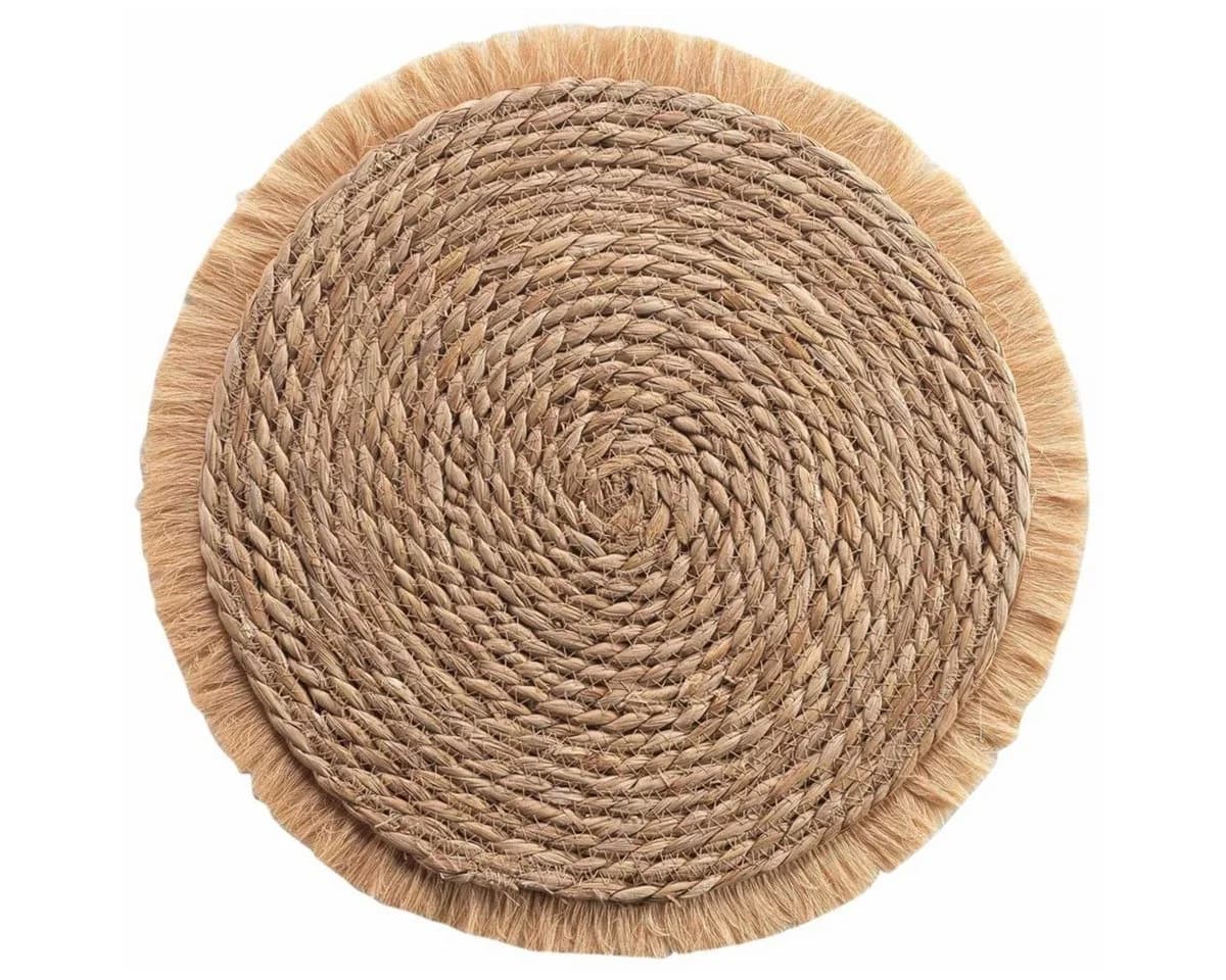 Macosa Home Platzset 2er Set Maisstroh Fransen rund Beige