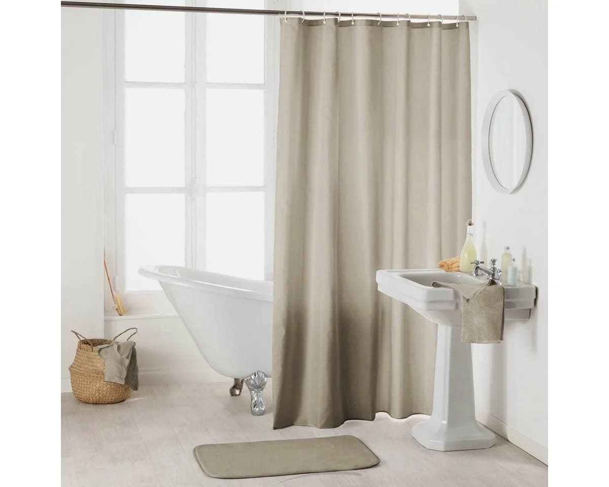 Sanixa Duschvorhang Textil Beige inkl. Ringe