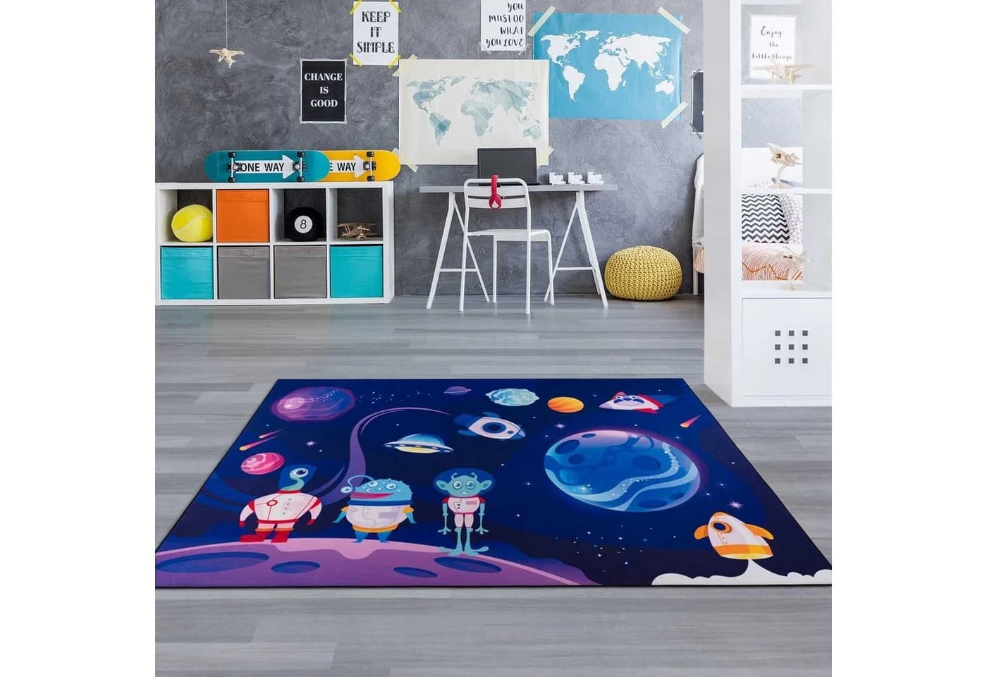 TaraCarpet Kinderteppich Alien Adventure Bunt Weltraum