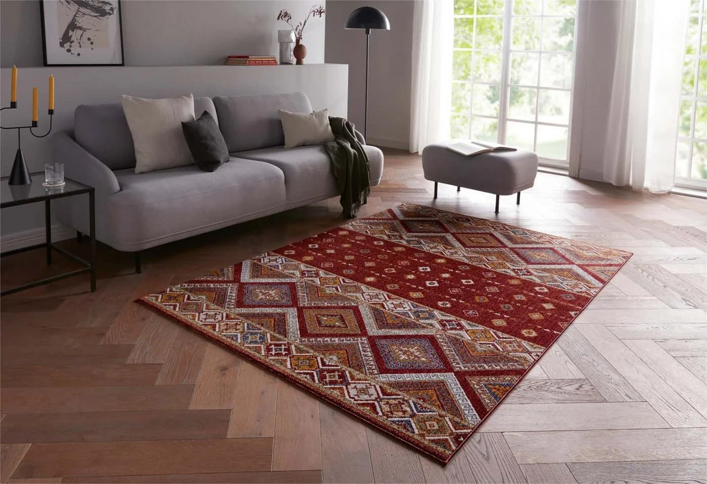 TaraCarpet Teppich New Oriental Lahore Kurzflor Rot