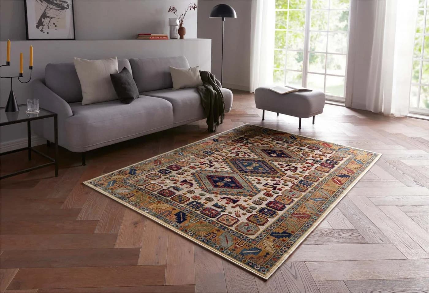 TaraCarpet Teppich Farah Shiraz Moderner Orientteppich Grün