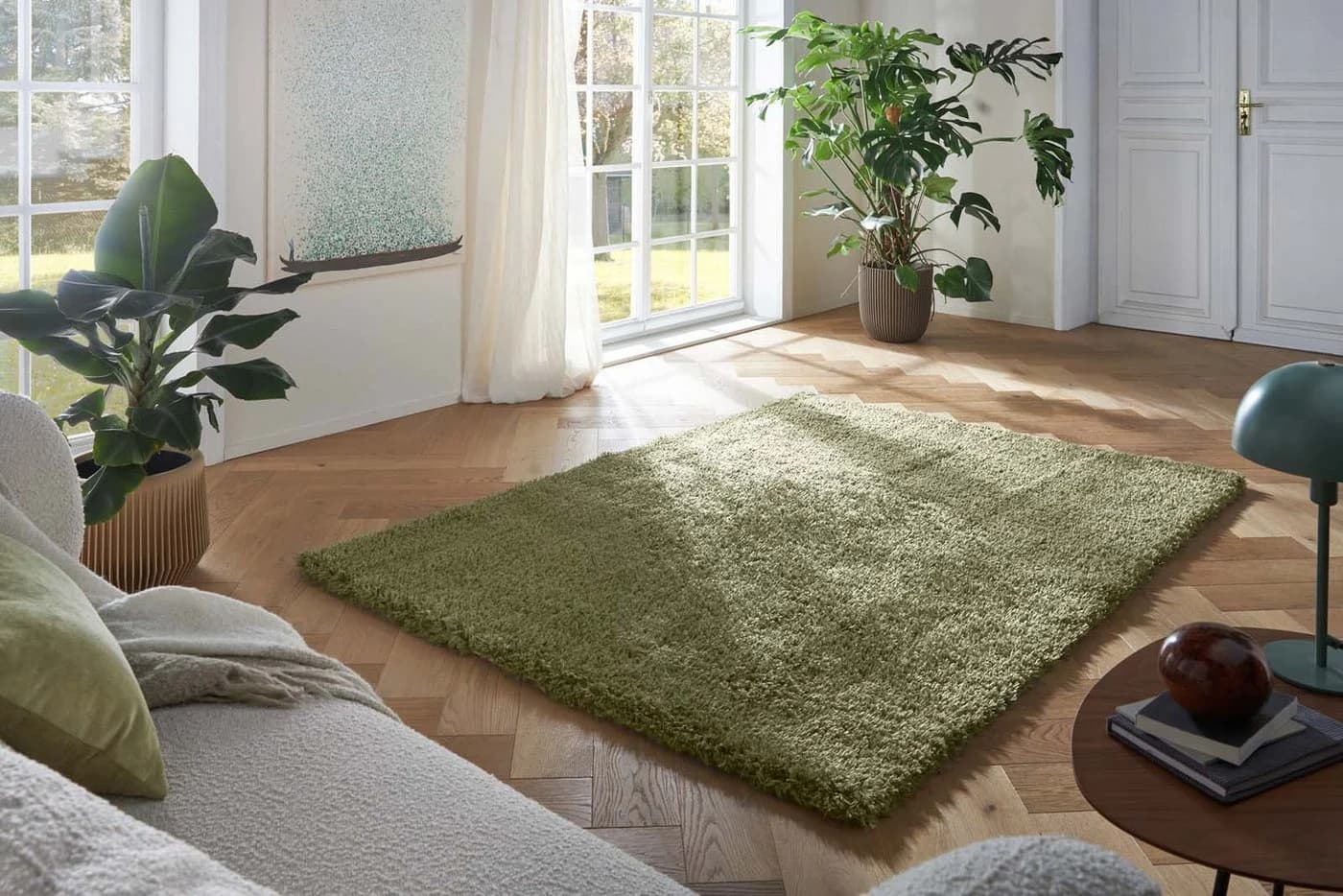 TaraCarpet Flokati-Teppich Eco Langflor Grün