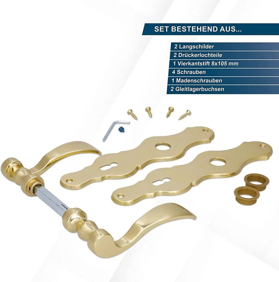 Alpertec Türbeschlag 4er Set Messing für 3 Zimmertüren und 1 Bad/WC-Tür