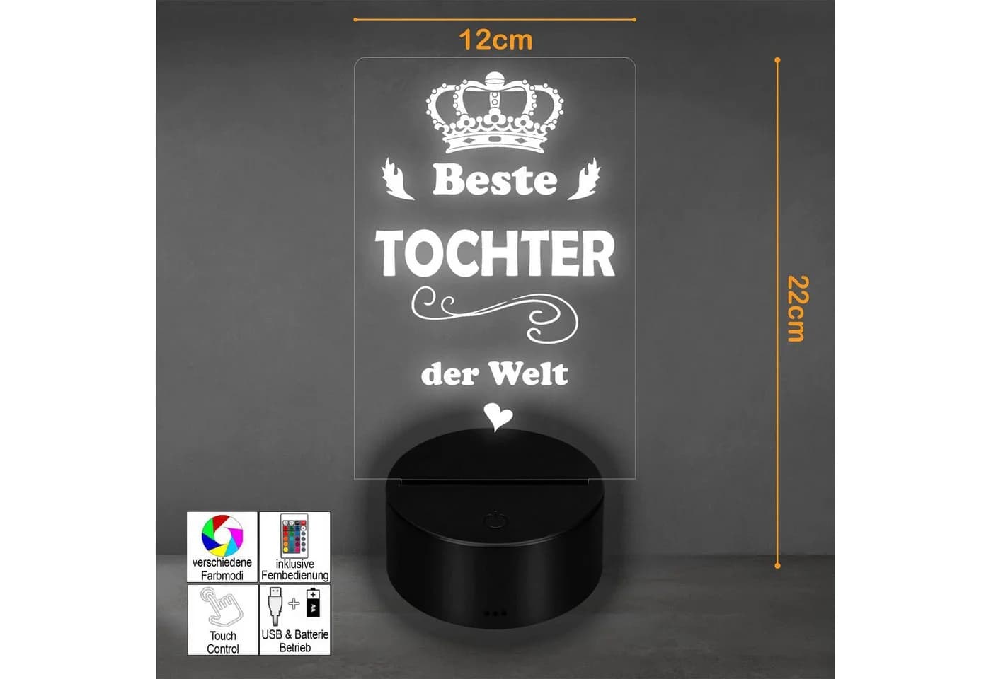 Lieblingsmensch LED Nachtlicht mit Gravur Acryl