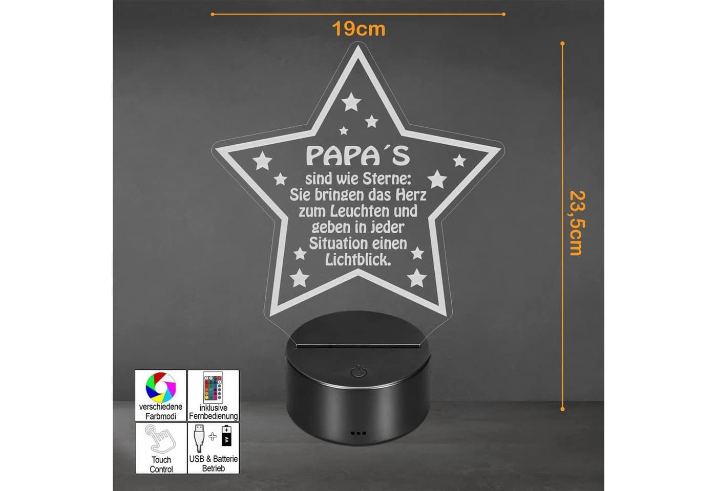 Lieblingsmensch LED Nachtlicht Acryl mit Gravur & Fernbedienung