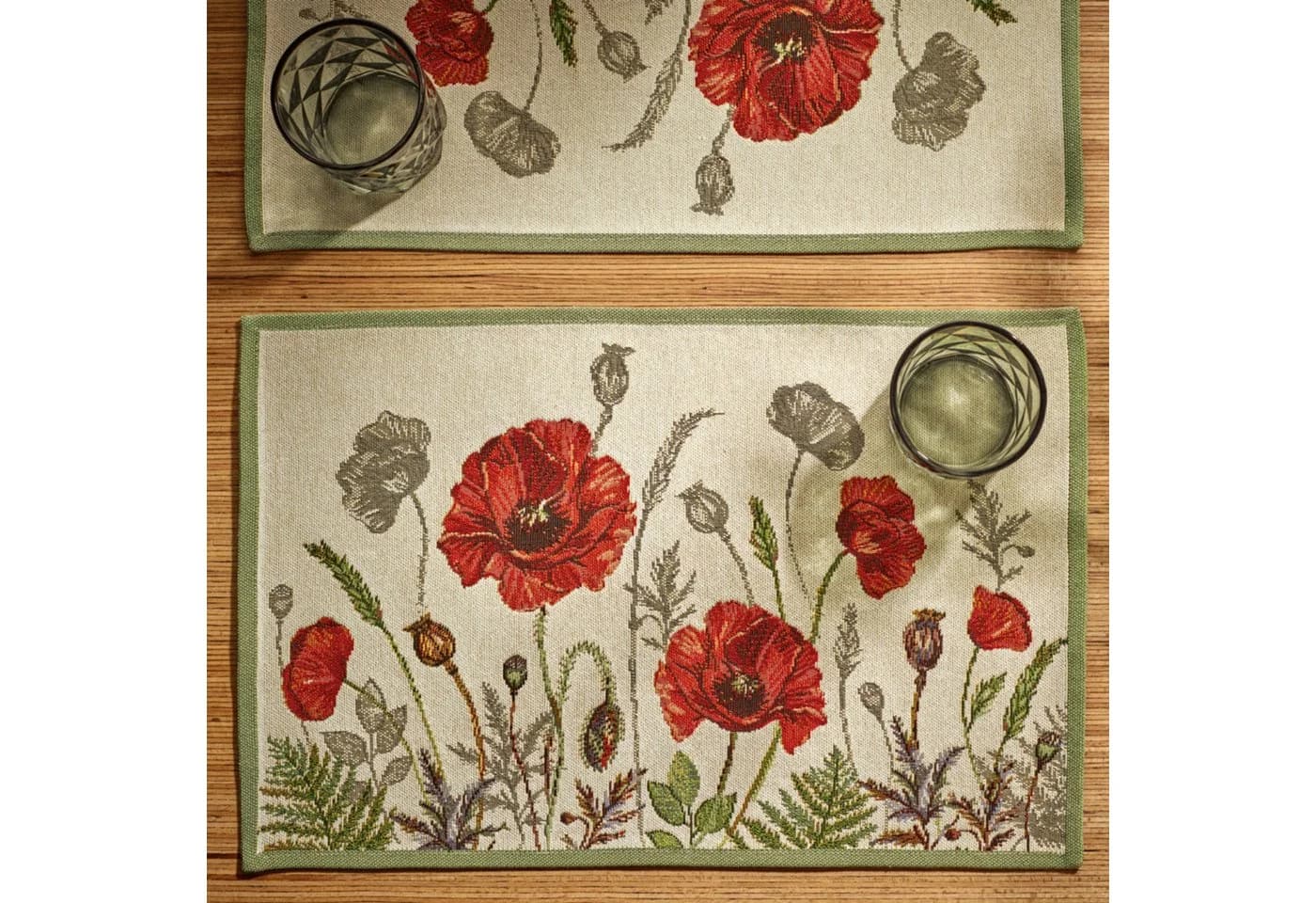 Sander Tischset Poppy Meadow 2er-Pack Gobelin Mohnblumen