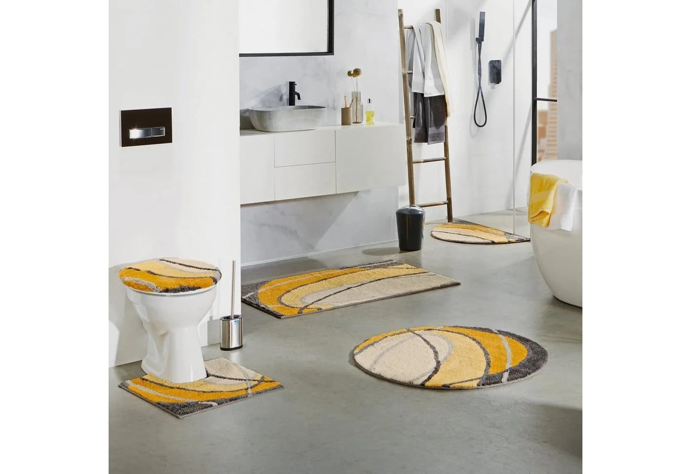 REDBEST Badematte WC-Vorlage Lynn Grafik Design Gelb