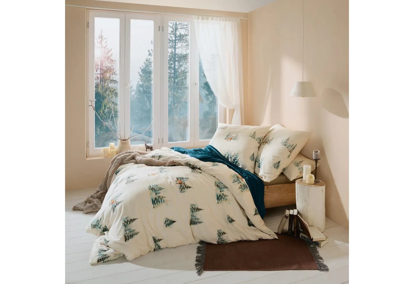 REDBEST Bettwäsche Flanell Tiermotiv Rehe
