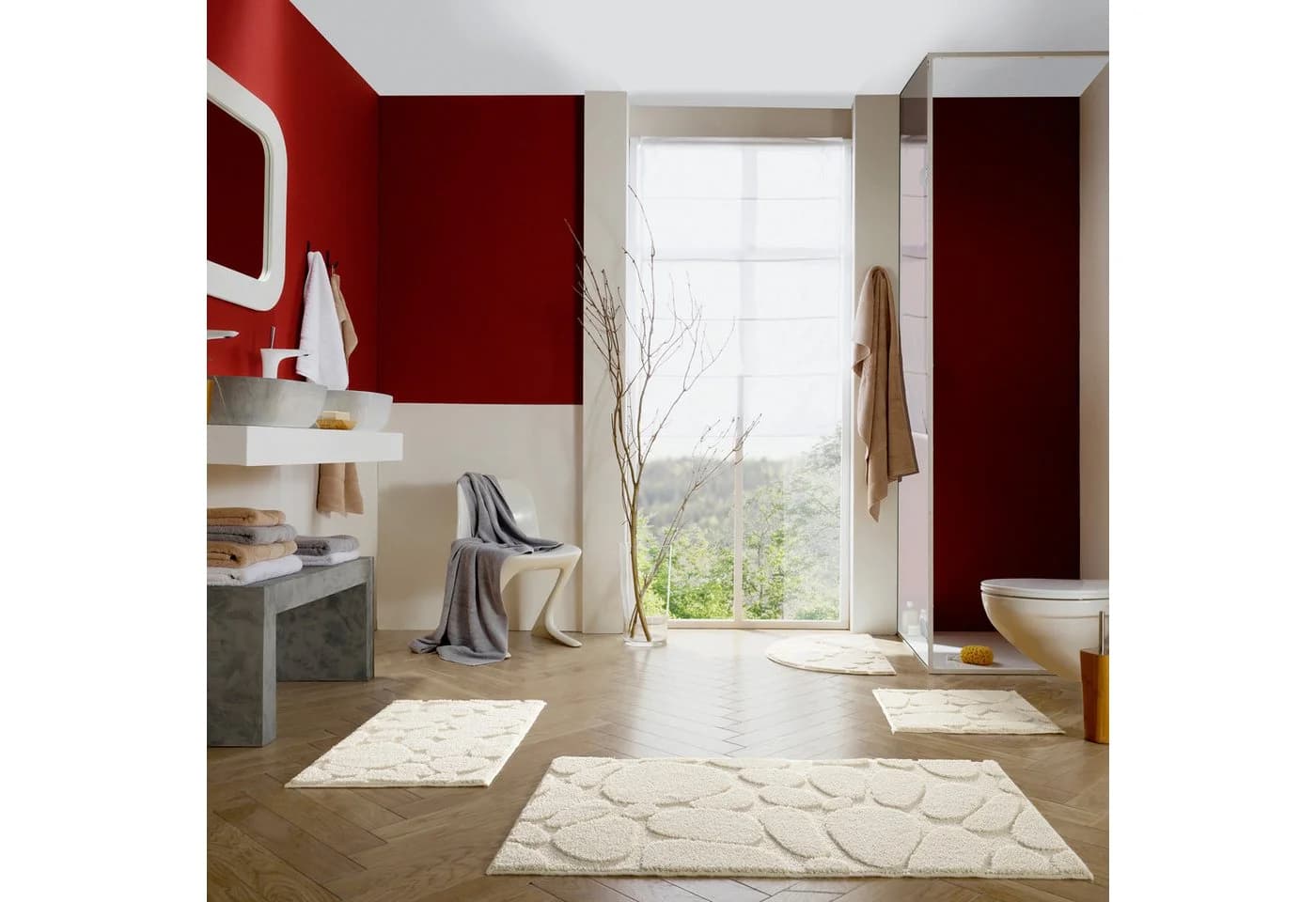 REDBEST Badematte Jacox Braun Hoch-Tief-Struktur