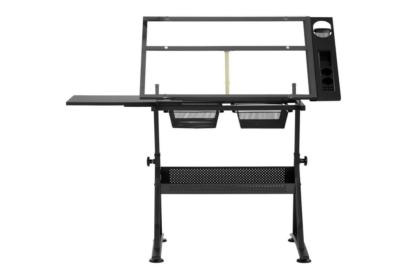 Fromm&Starck Zeichentisch 120x60 cm Neigbar Glasplatte Schwarz