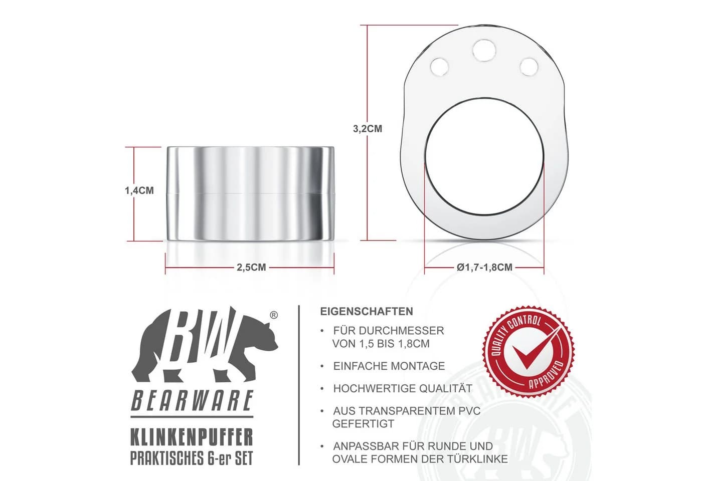 BEARWARE Türklinkenpuffer 6er Set Transparent Silikon