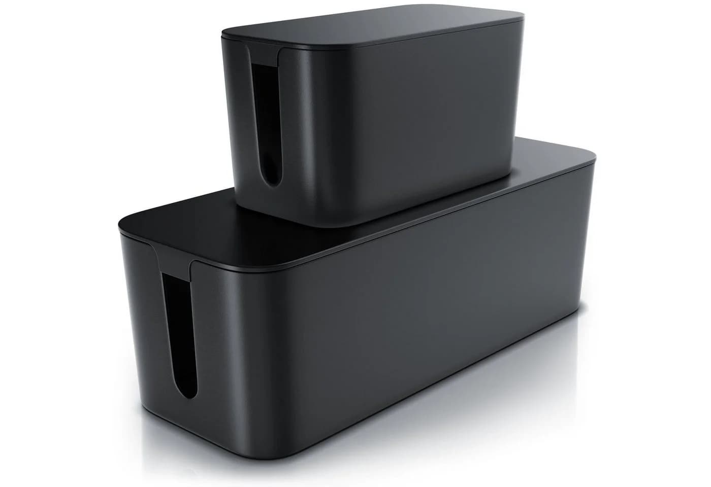 BEARWARE Kabelbox Set 2-tlg. Schwarz mit Gummifüßen
