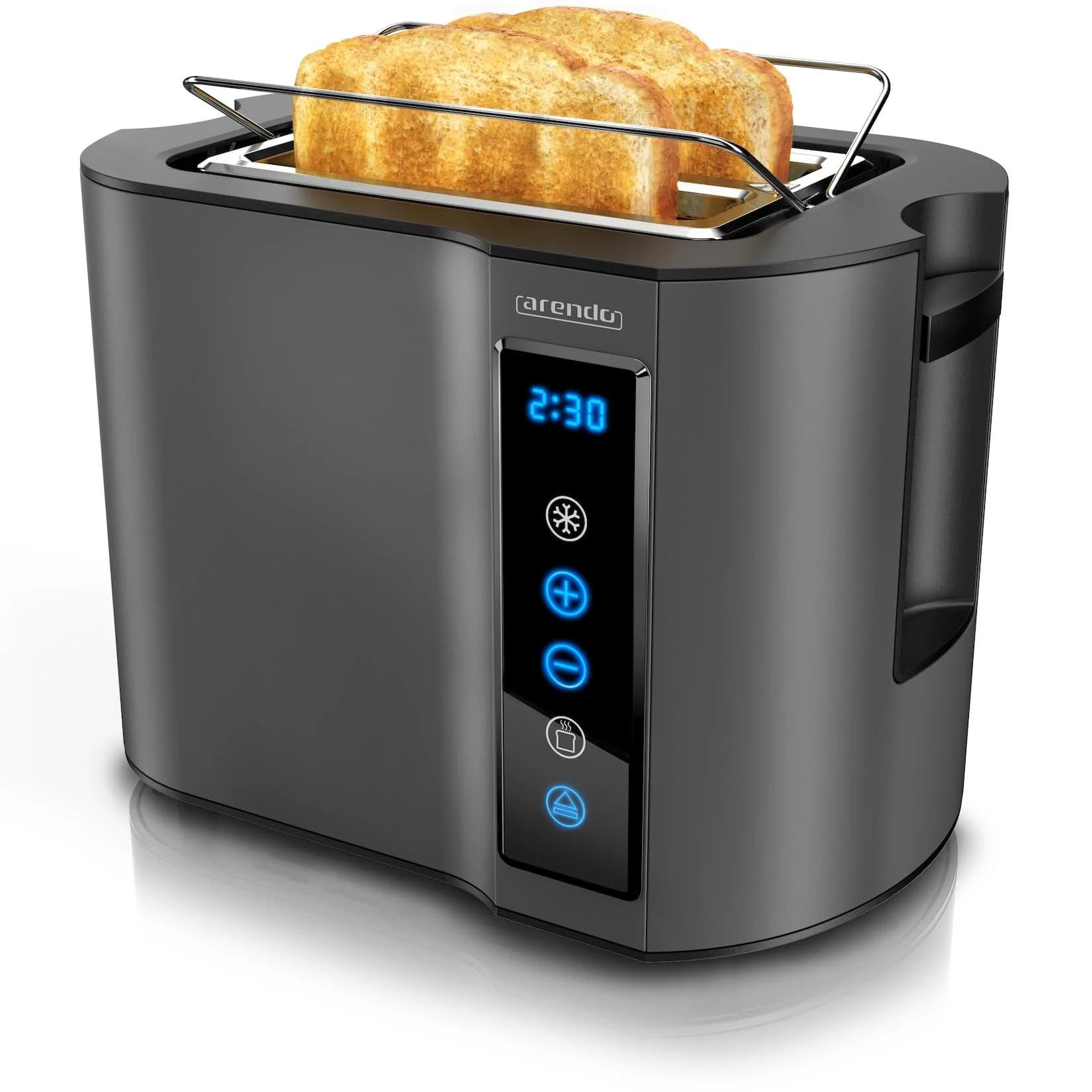 Arendo Toaster Kurzschlitz mit Brötchenaufsatz Touch Display