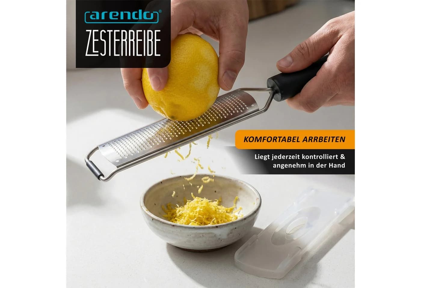 Arendo Multireibe Küchenreibe Edelstahl Schwarz/Silber