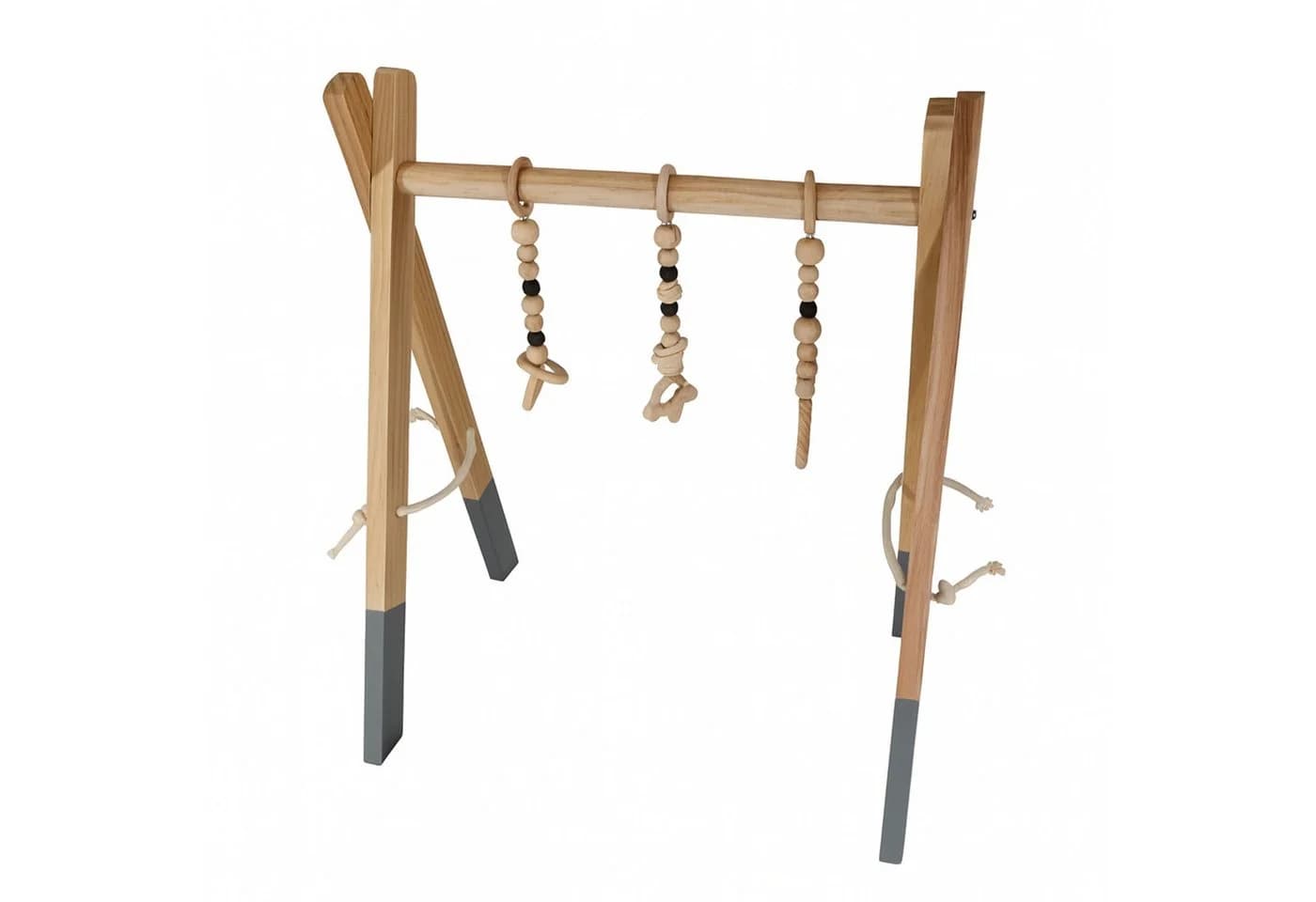Lemodo Spielbogen Baby aus Kiefernholz natur, klappbar mit Anhängern