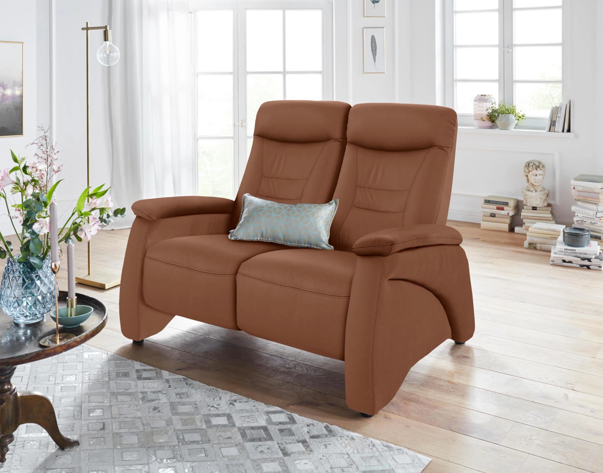 EXXPO Sofa Fashion Ascoli 2-Sitzer Relax Cognac Naturleder
