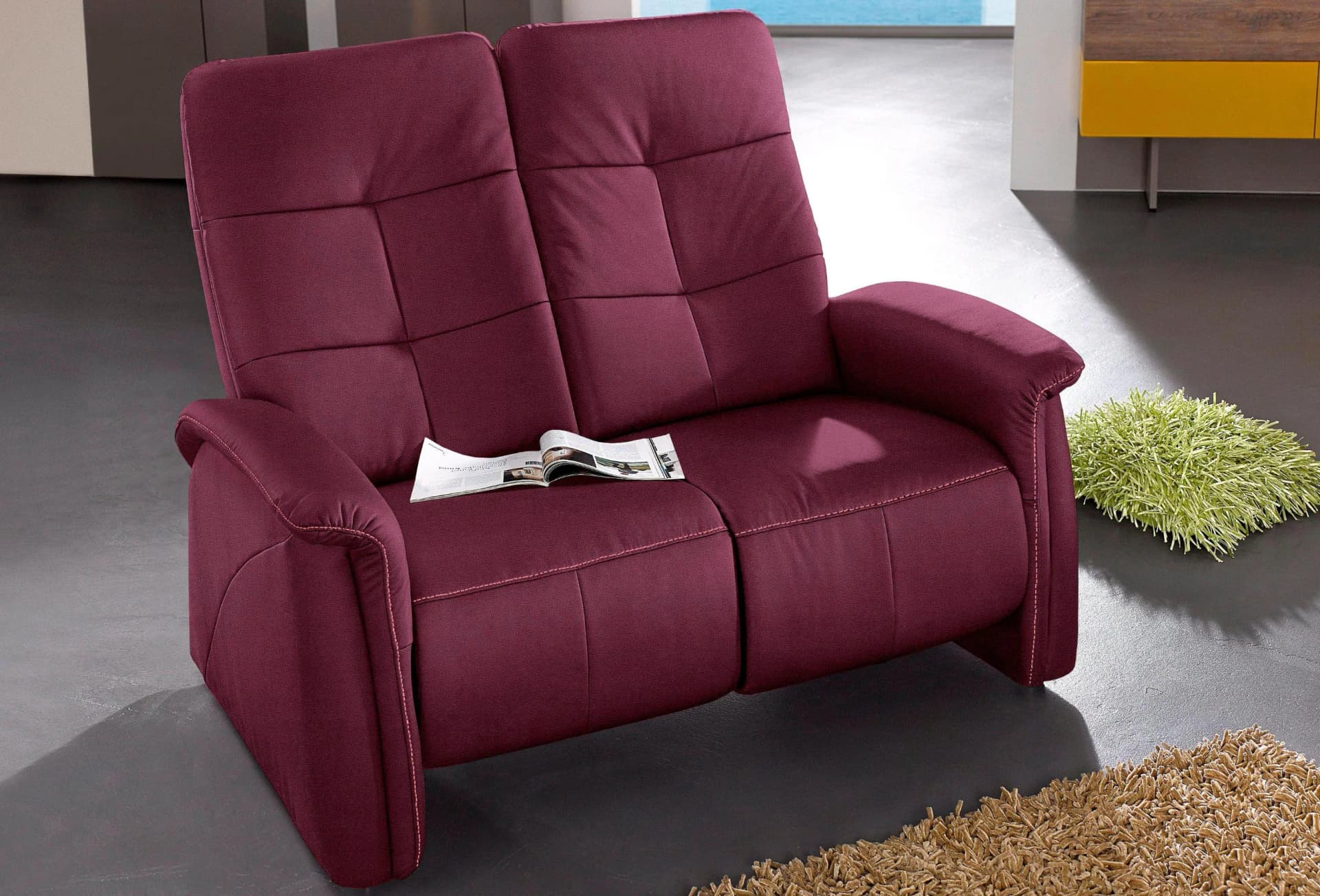 EXXPO 2-Sitzer Sofa Tivoli Bordeaux Relaxfunktion Microfaser