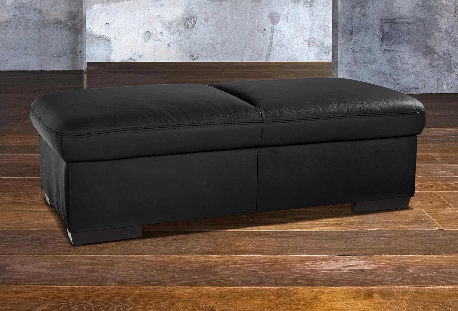 EXXPO Salerno Bankhocker Schwarz Luxus-Kunstleder Moderner Polsterhocker
