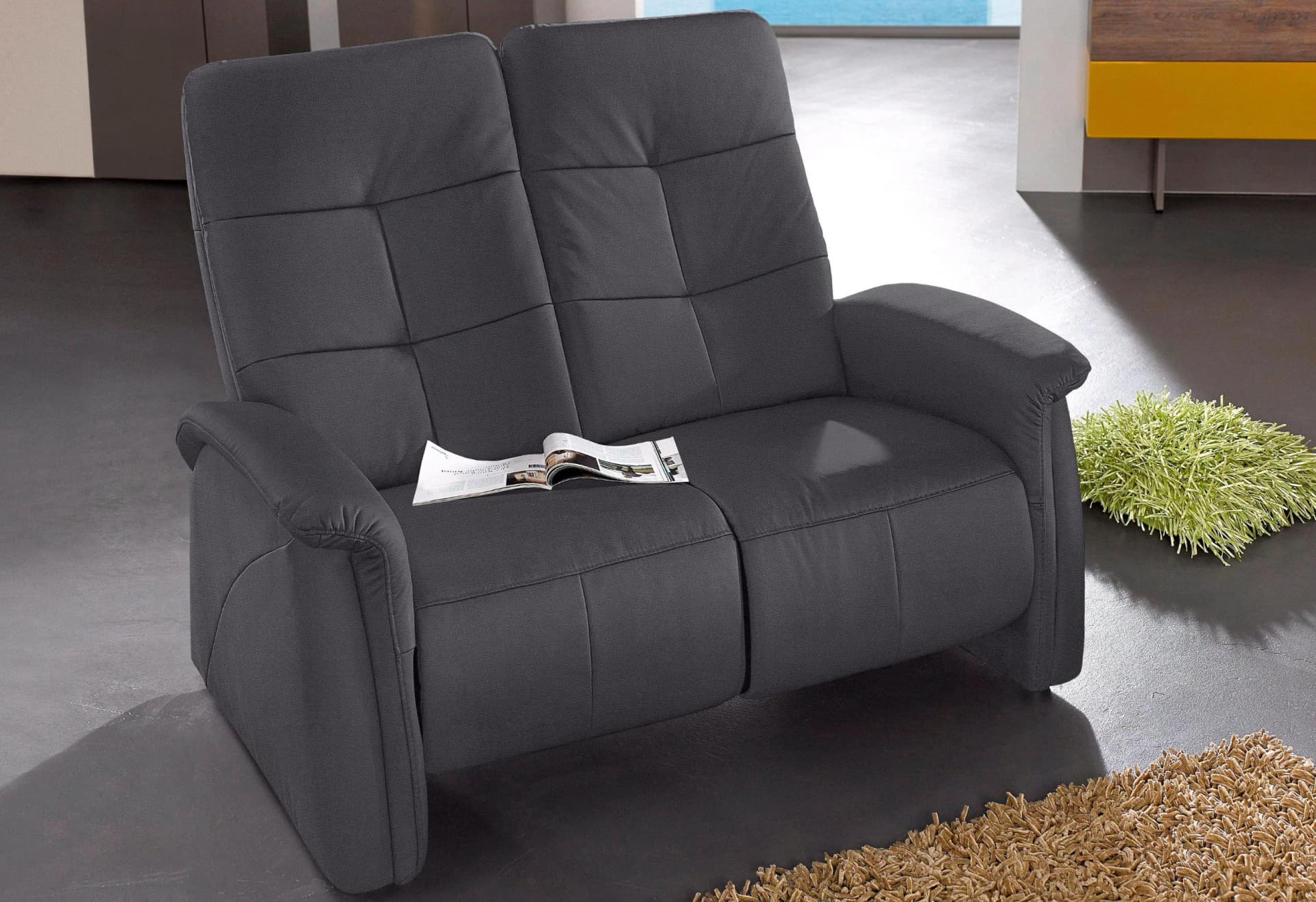 EXXPO Sofa Tivoli 2-Sitzer Grau Relaxfunktion Microfaser