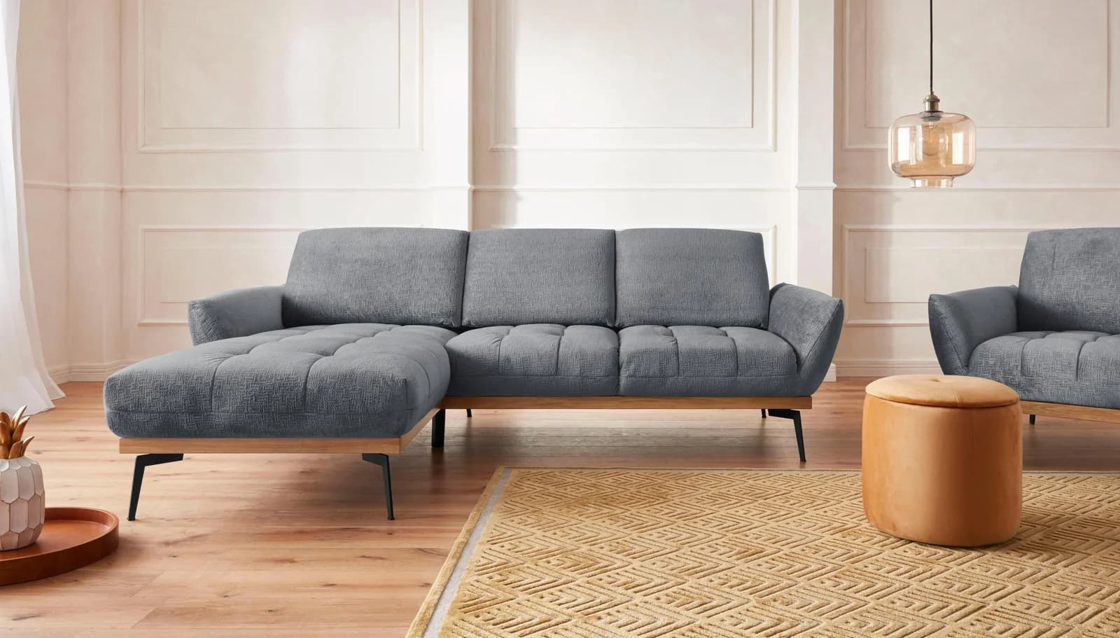 Ecksofa EXXPO Palic Grau L-Form mit Rückenverstellung