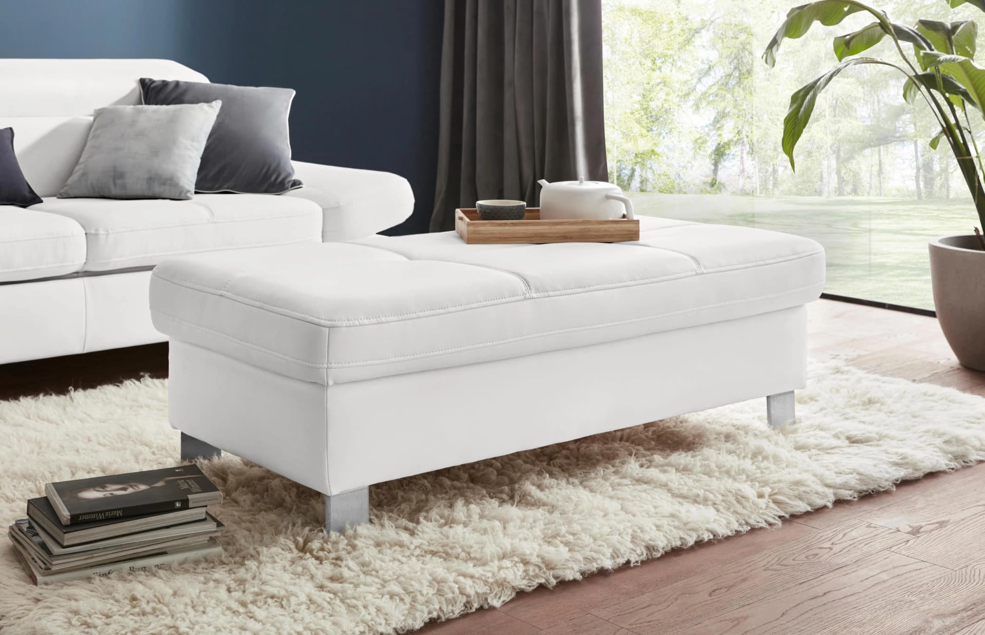 exxpo Hocker Fiji mit Staufach Weiß Modern