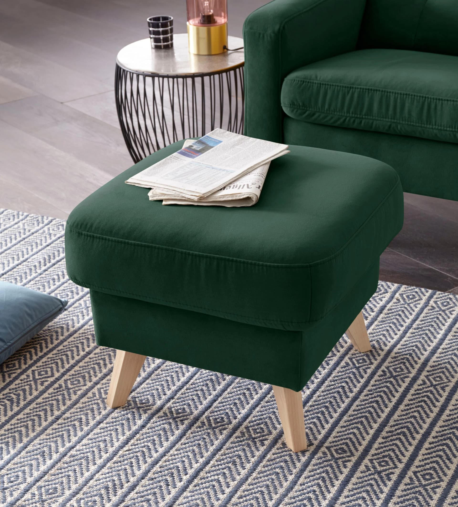 EXXPO Hocker SOFA FASHION Nappa mit Staufach braun Samtvelours
