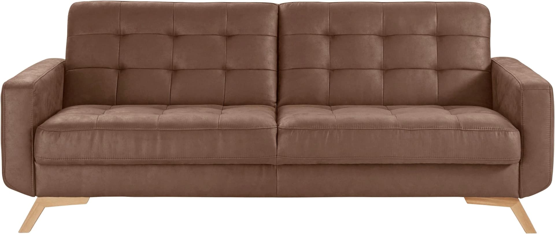 EXXPO 3-Sitzer Sofa Fiord Cognac Vintage Webvelours mit Bettfunktion