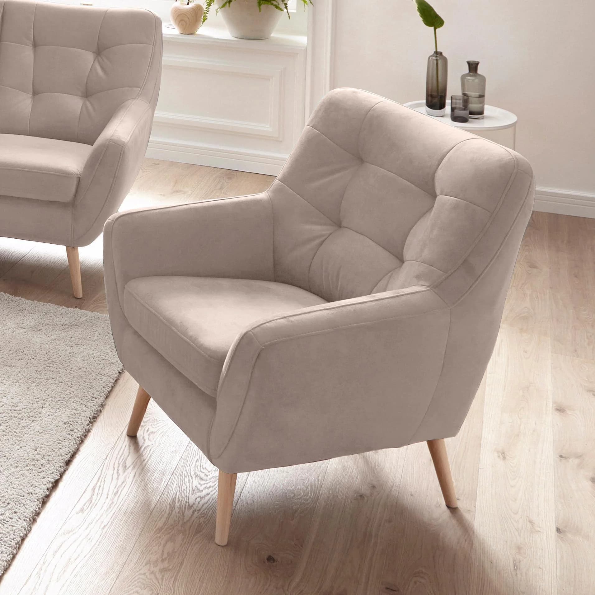 EXXPO Sessel Scandi Grau Luxus-Microfaser Skandinavisches Design