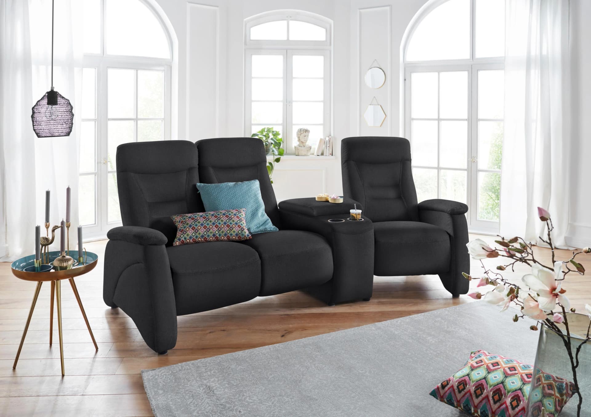 EXXPO 3-Sitzer Sofa Ascoli Relaxfunktion Graphit