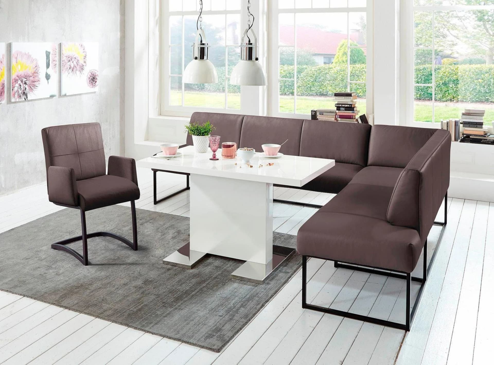 Eckbank EXXPO SOFA FASHION Affogato Braun Kunstleder
