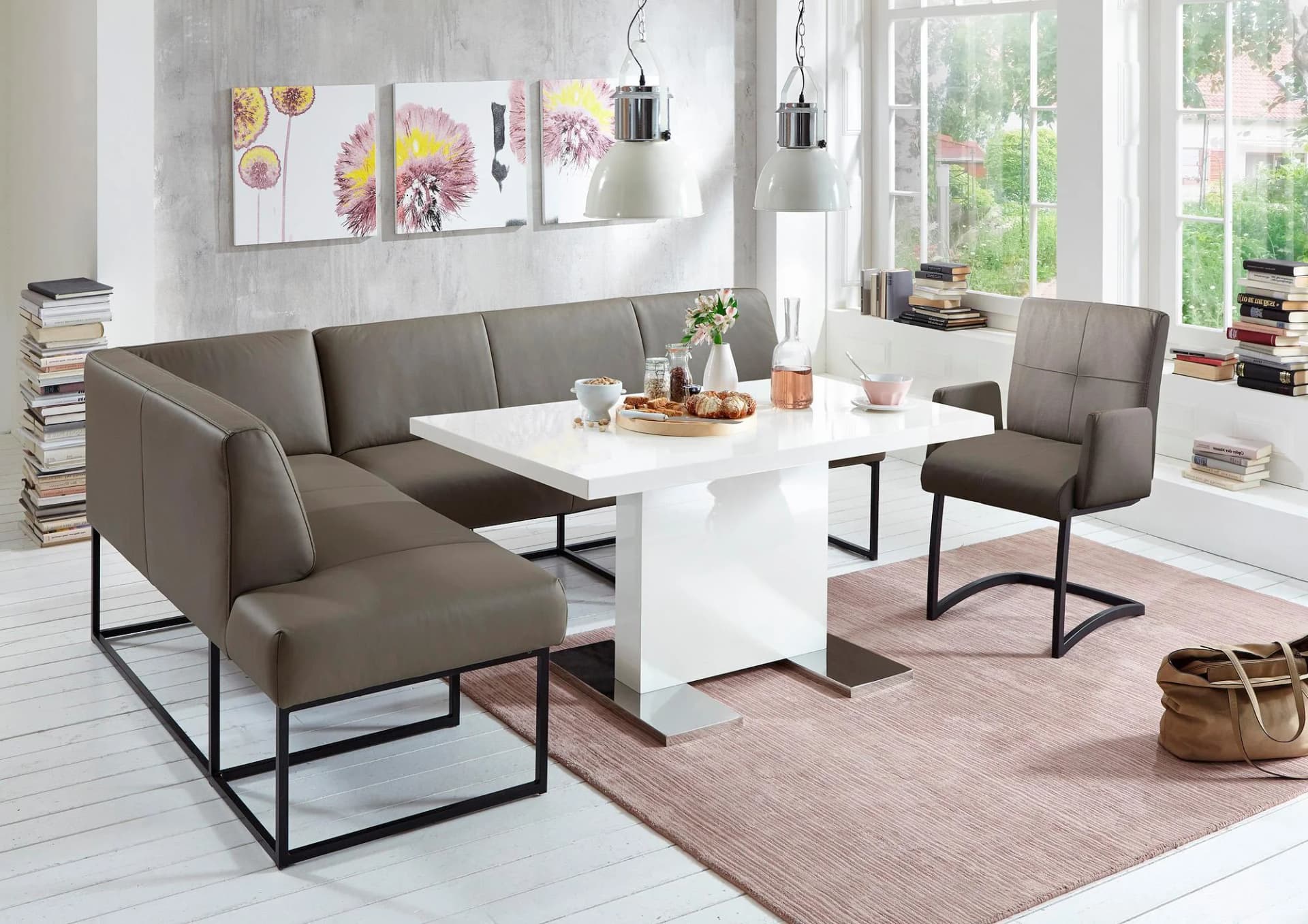 Eckbank EXXPO SOFA FASHION Affogato Grau Kunstleder