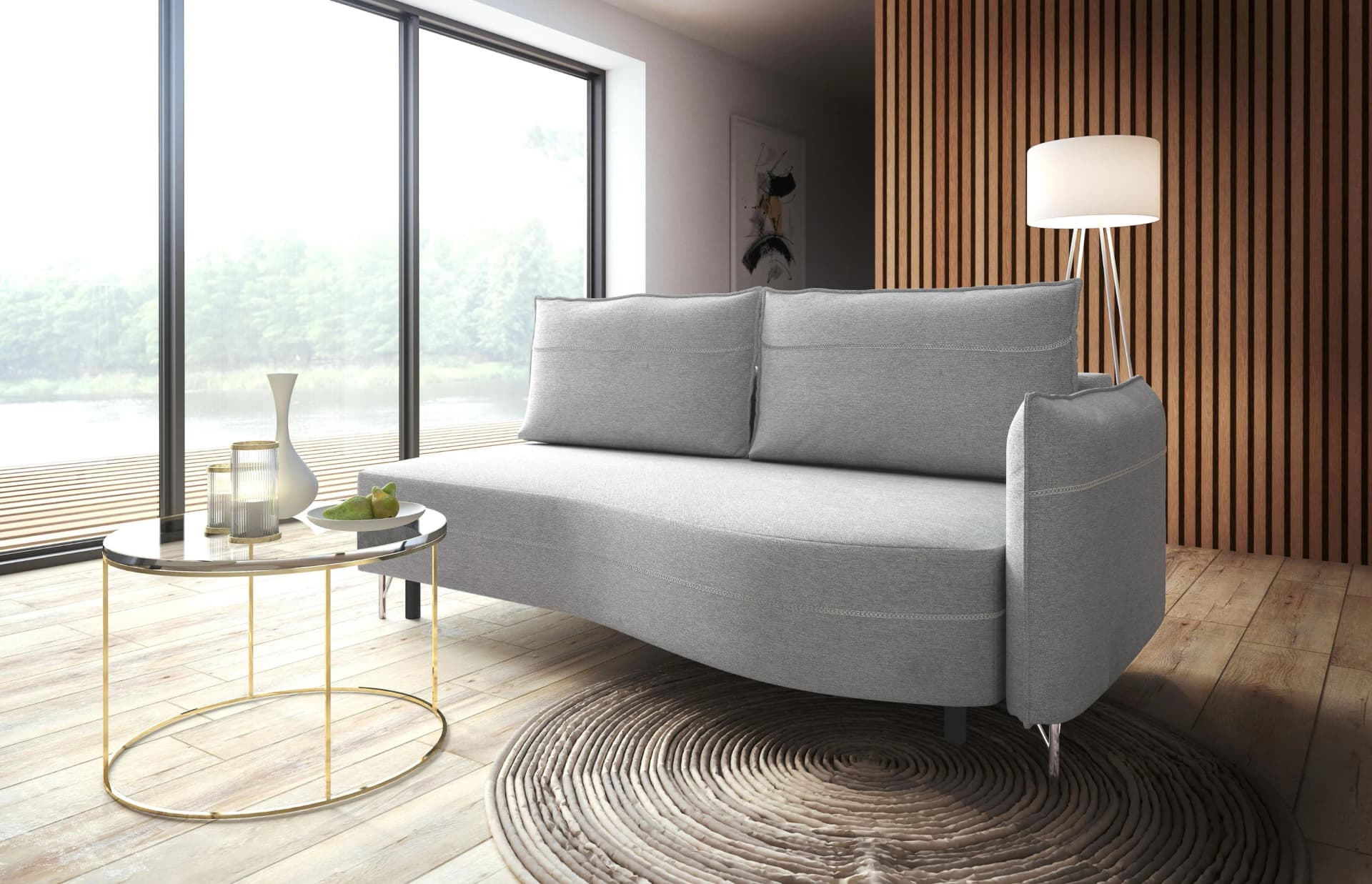 EXXPO Loungesofa Ortis Grau mit Bettfunktion und Bettkasten