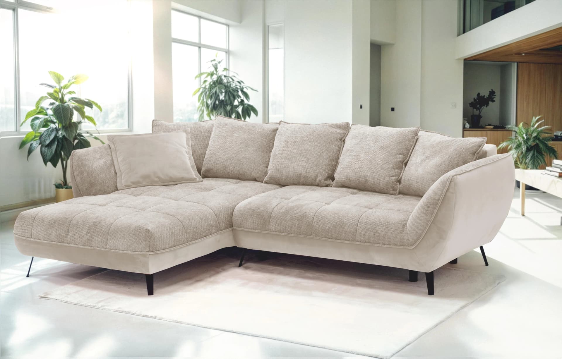 Ecksofa EXXPO SOFA FASHION Cappuccino mit Bettfunktion