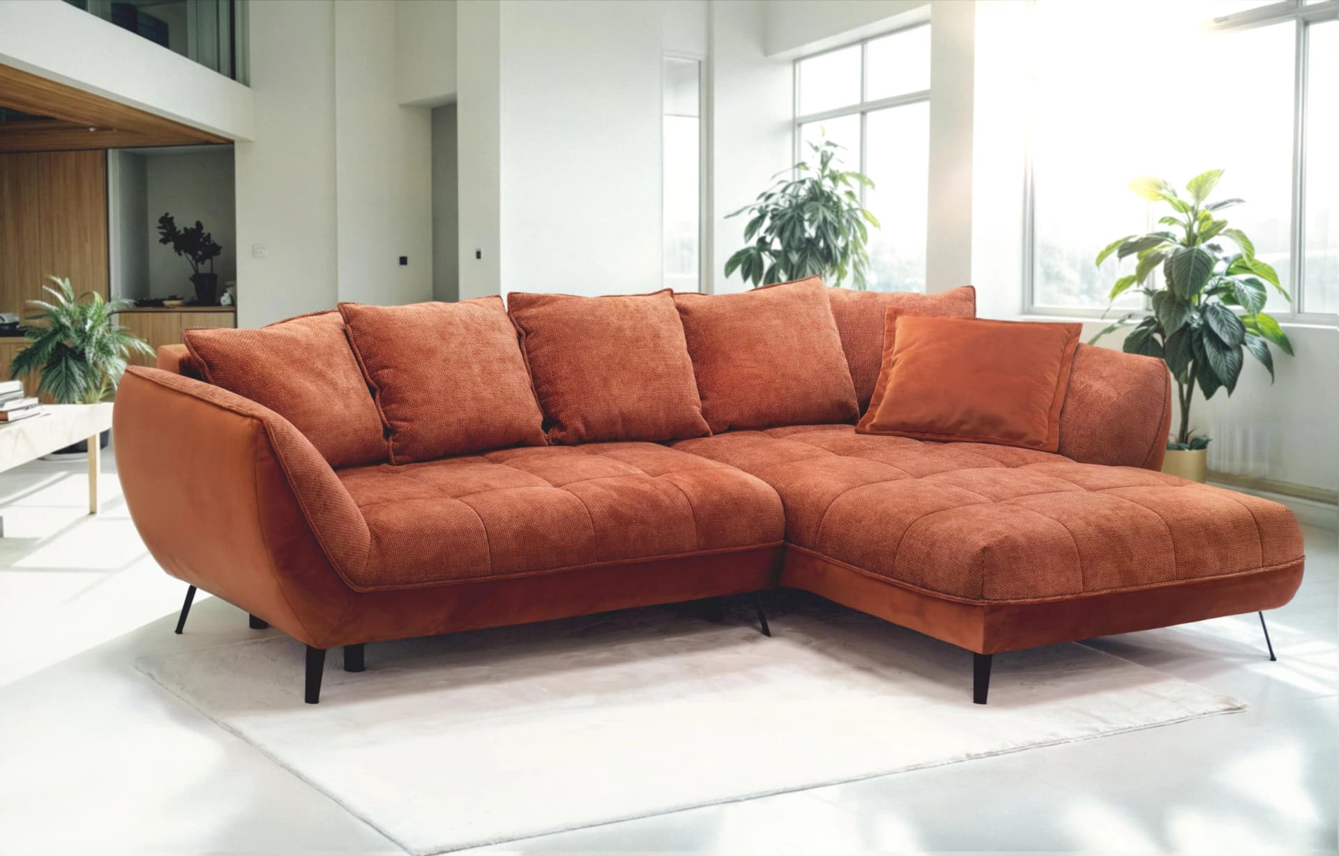 EXXPO Ecksofa Midway L-Form mit Bettfunktion und Bettkasten rust
