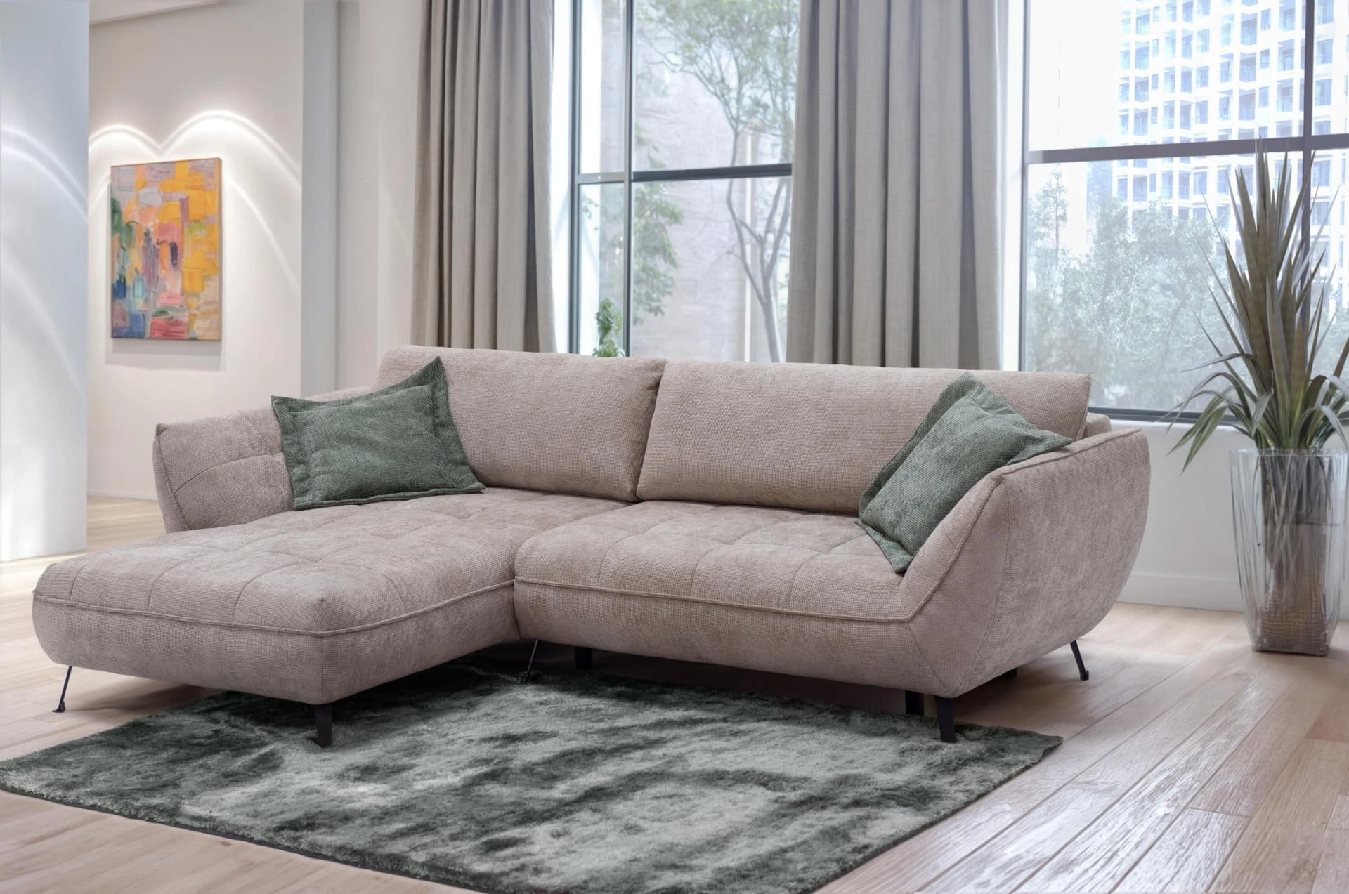 EXXPO Ecksofa Samoa L-Form mit Bettfunktion und Bettkasten Braun