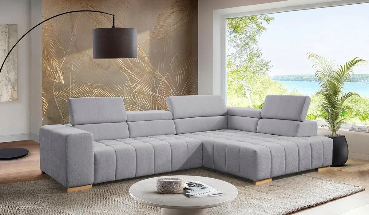 Ecksofa EXXPO Elianos Grau mit Bettfunktion