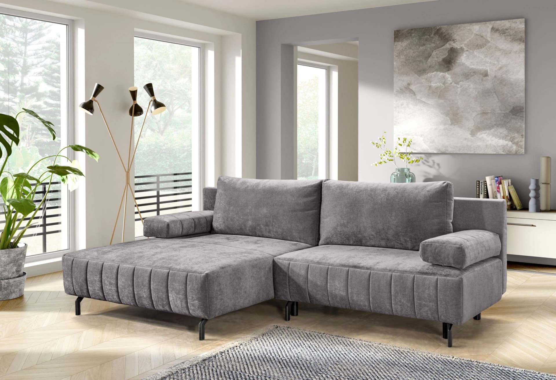 Ecksofa EXXPO Sofa Fashion cappucino mit Bettfunktion