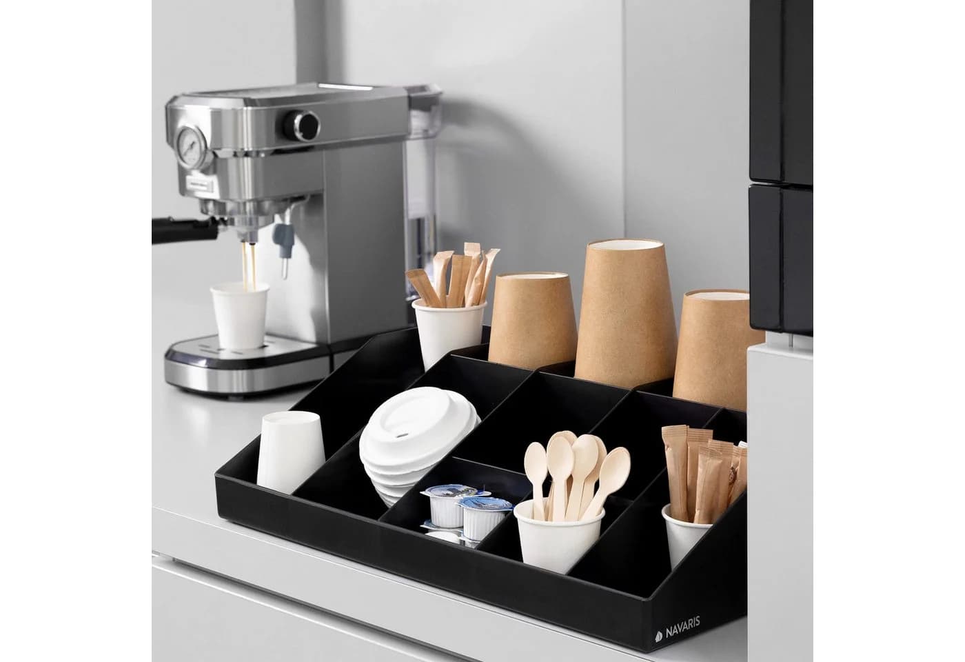 Navaris Kaffee Organizer Schwarz mit 10 Fächern
