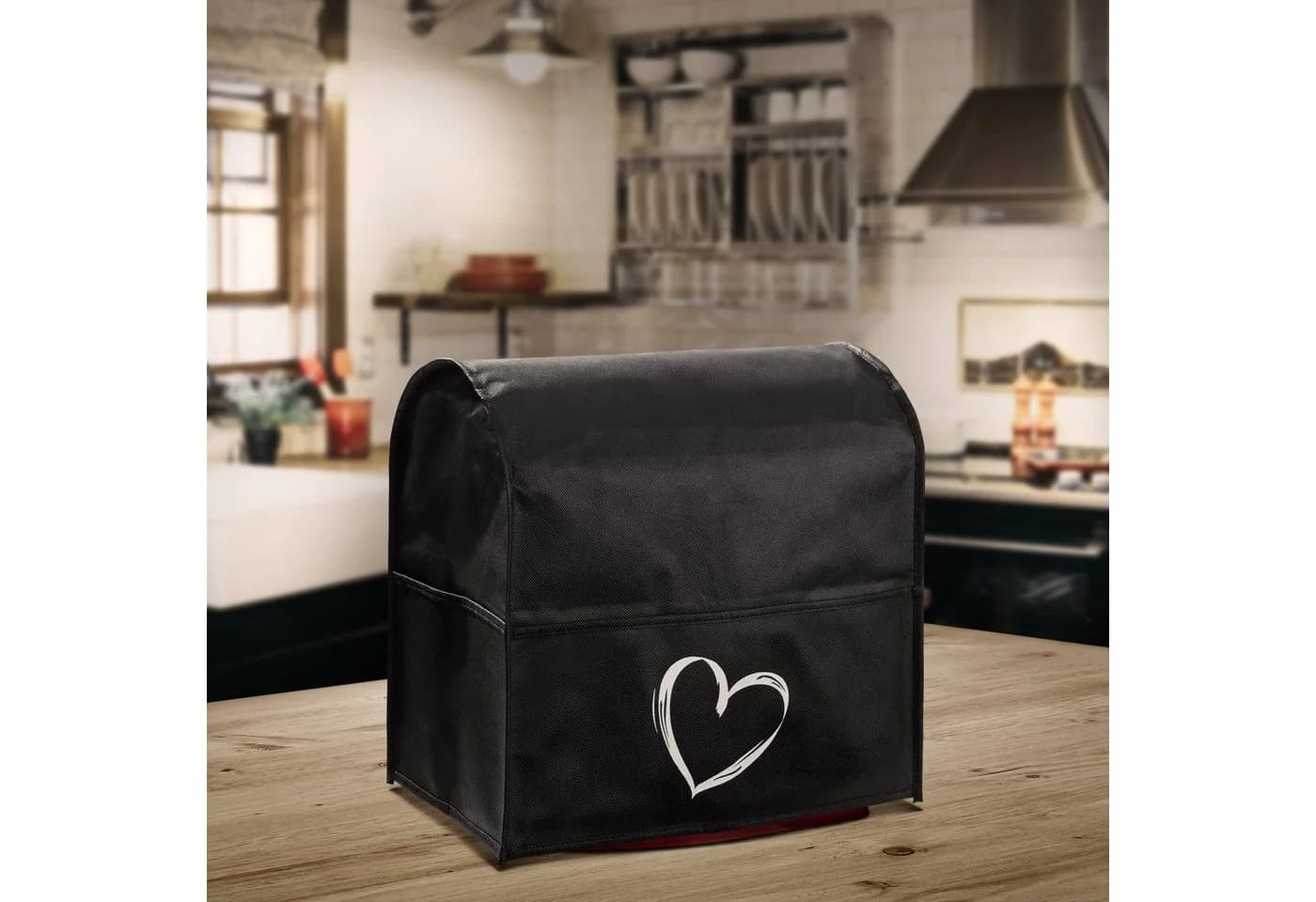 kwmobile Abdeckhaube für KitchenAid 4,3-4,8 Liter mit 3 Fächern Schwarz/Weiß