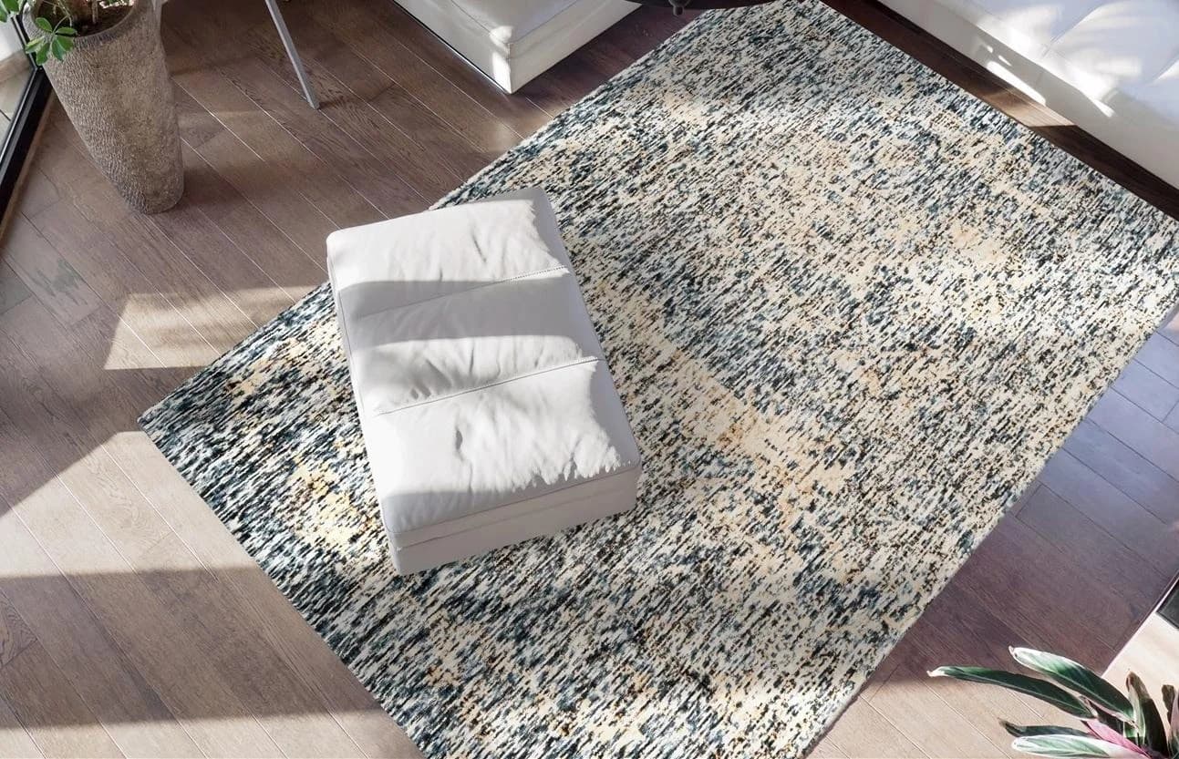 PADIRO Teppich Puerto 125 Blau Beige Viskose Kurzflor
