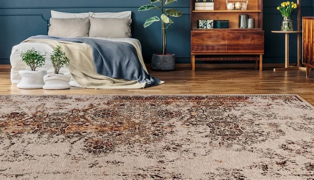 Vintage-Teppich in Beige und Elfenbeinfarben