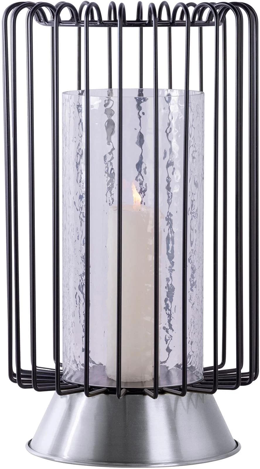 Kayoom Kerzenständer Malibu 125 Schwarz Eisen Glas Windlicht