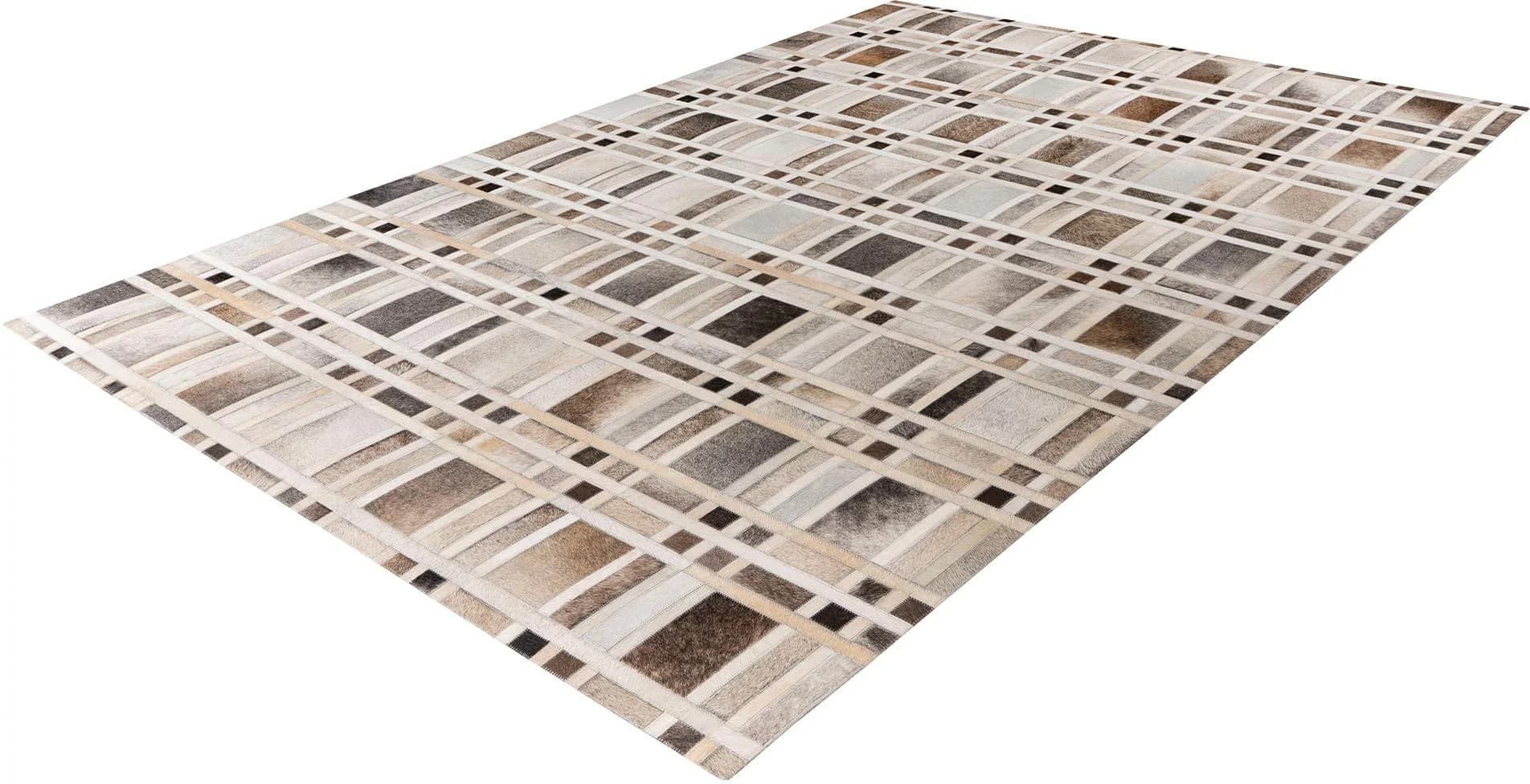 PADIRO Lavin 225 Teppich Grau Rindsleder Patchwork
