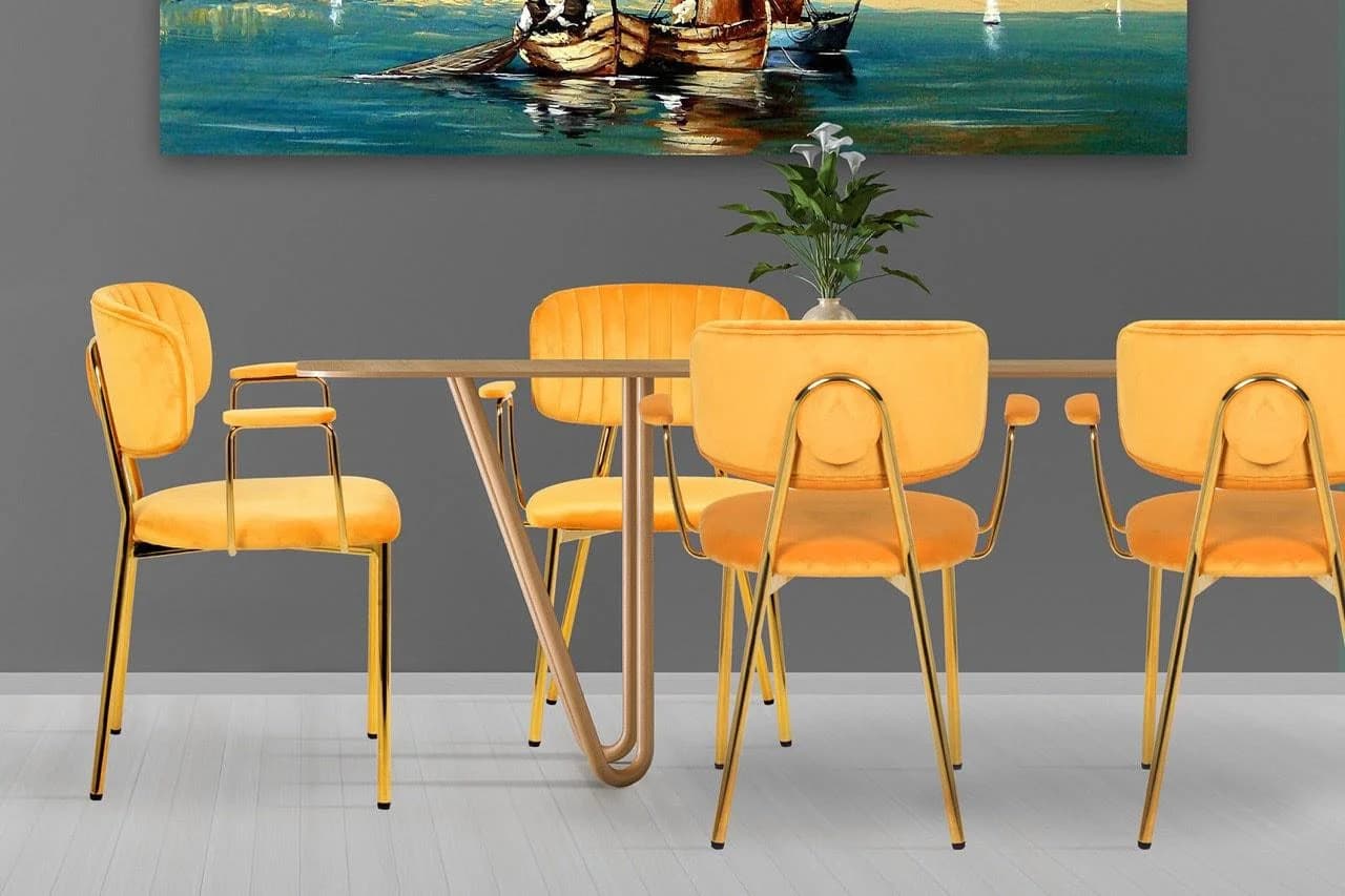 Kayoom Polsterstuhl Giselle 225 2er-Set Hellorange Gold