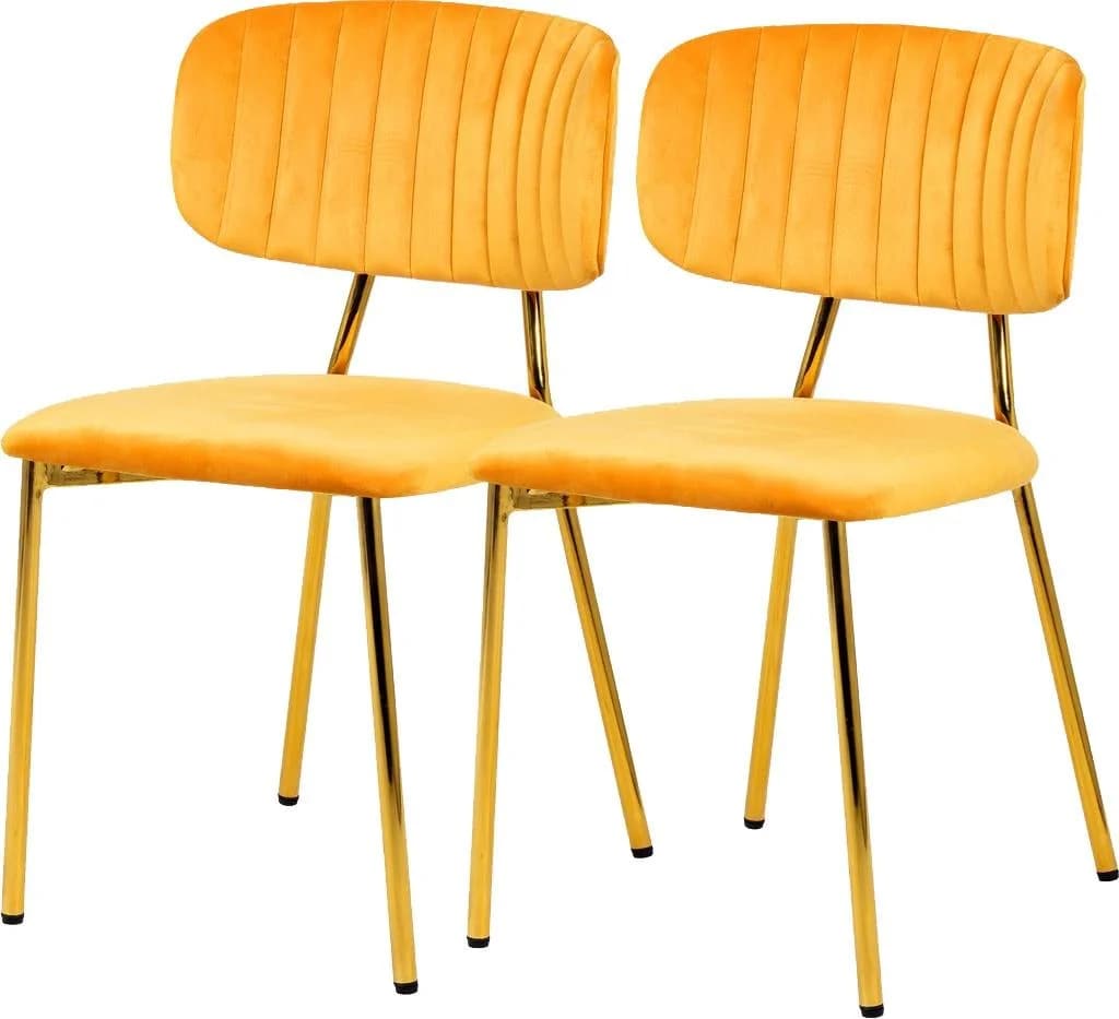Polsterstuhl KAYOOM Stuhl Giselle 125 2er-Set Samtbezug Orange