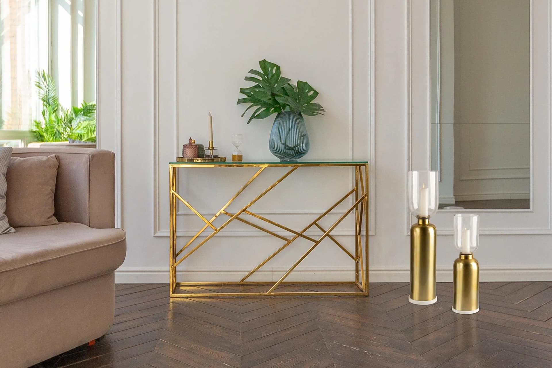 KAYOOM Bodenkerzenhalter Shanti 125 Gold Metall Glas Marmor